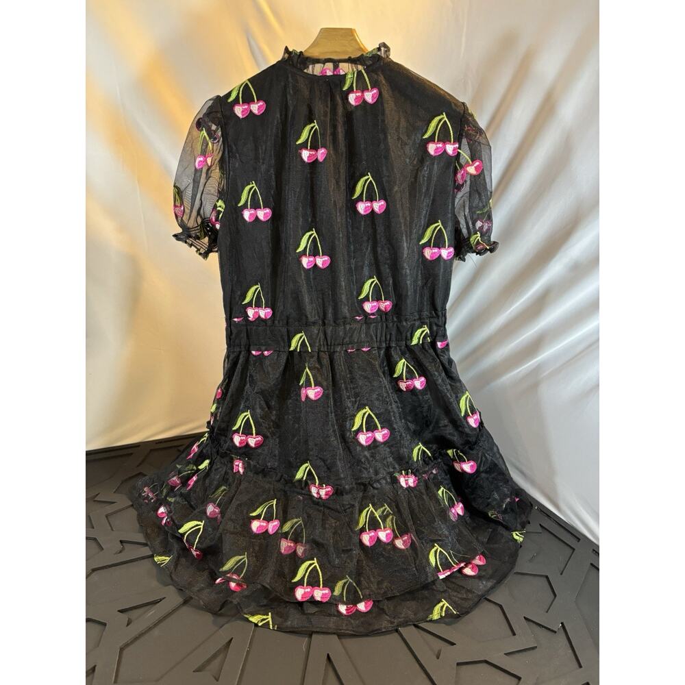 Buddy Love Clementine Elastic Waist Mini Dress Cherries Black Size XL Whimsigoth - Picture 3 of 12
